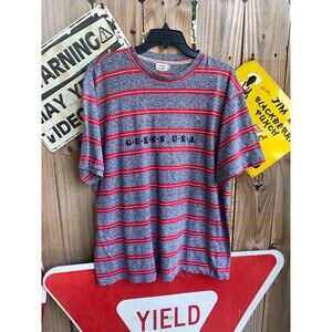 Vtg 90s Guess by Georges Marciano embroidered striped cotton tee Size M